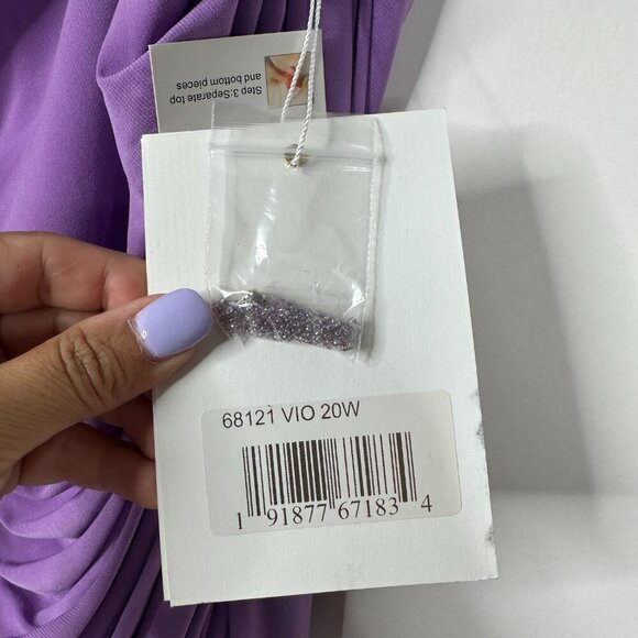 NWT Mac Duggal Beaded One Shoulder Draped Gown Violet 20W - Picture 6 of 8